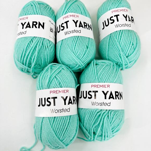 Premier Just Yarn Worsted MINT GREEN #4 Medium 2 oz  5 Skeins - Picture 1 of 4